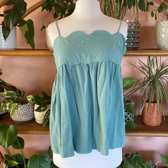 Sweet Scallop Top Green / Blue Calm Waters Spaghetti Straps Size Small NWT - Picture 13 of 14